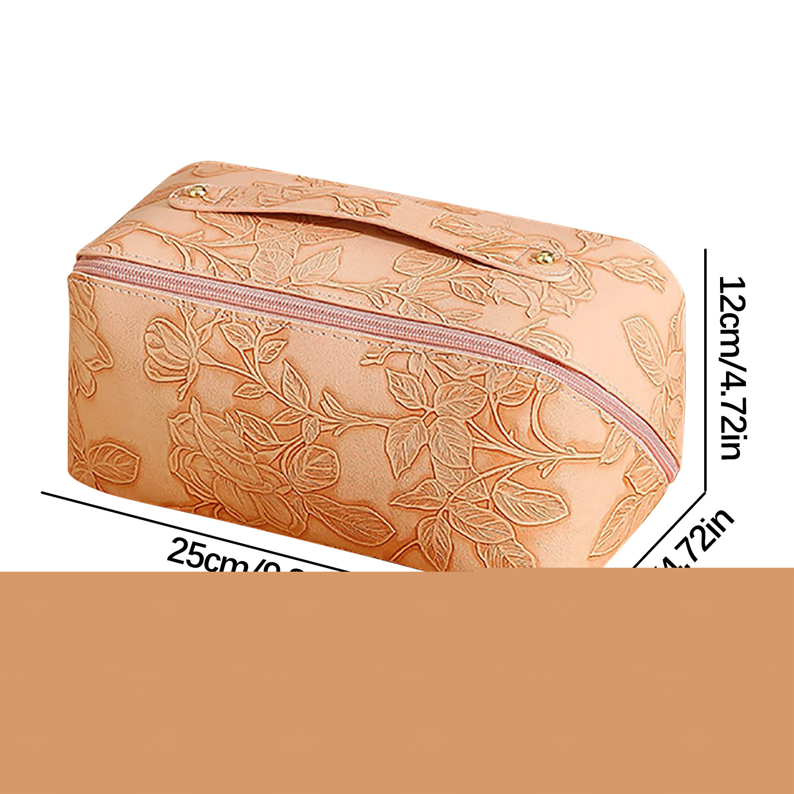 thumbnail image 3 of Openpig Travel Cosmetic Bag for Women, Large Capacity Cosmetic Bag, PU Waterproof Toiletry bag, Make-up Bag with Wide Opening Brown, 3 of 3