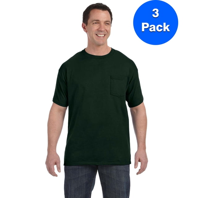 Hanes Men's Authentic-T Pocket T-Shirt - H5590 (Pack Of 3)