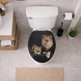 thumbnail image 2 of 18-Inch Black Elongated Toilet Seat With Lion And Lioness Print, 2 of 6