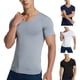 thumbnail image 1 of Camiseta de manga corta de secado rápido de verano para hombre Top informal de color sólido con cuello en V (gris 3XL), 1 of 8