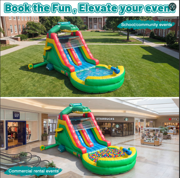 Inflatable Commercial Grade Water Slide: 22.5 ft (L) for Adults & Teenagers - Large Pool, Premium PVC, 1100W Blower, Crocodile Style - for Backyard Party Outdoor