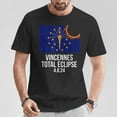 thumbnail image 2 of Vincennes Indiana Eclipse 2024 State Flag Graphic Tee Unisex Adult Cotton April 8 Total Solar Eclipse Souvenir Casual Astronomy Event T-Shirt, Size 3XL, Color Black, 2 of 4