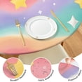 thumbnail image 4 of Dreamy Pastel Wave Pattern Round Fitted Tablecloth with Elastic Edge,Dining Table Cover Waterproof,Outdoor Round Tablecloth for Camping,Dining,Indoor and Outdoor, 4 of 7