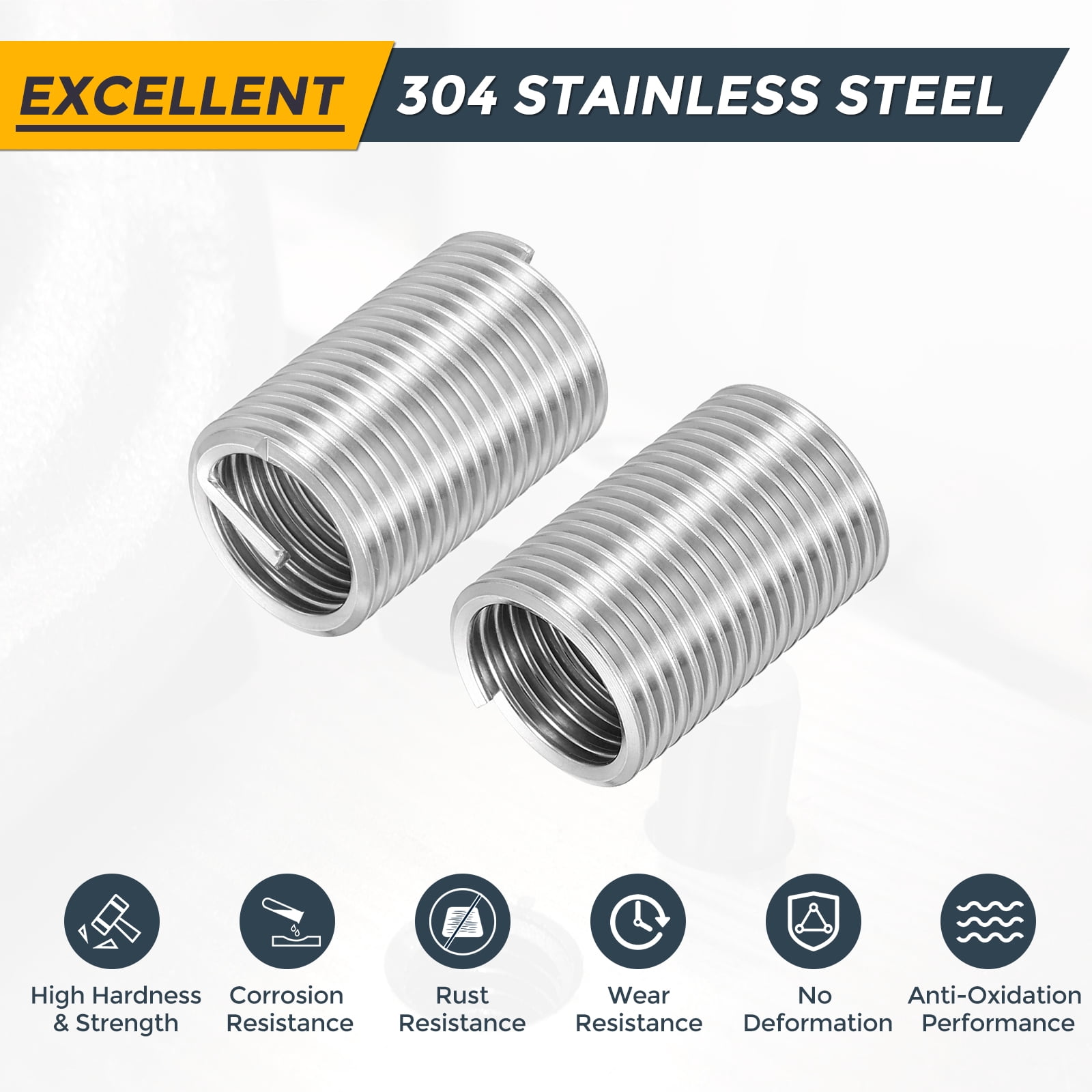 Uxcell 15pcs Wire Thread Inserts M16 x 2 x 3D Metric Helical Threaded Sleeve