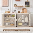 thumbnail image 6 of Leyaoyao Buffet Cabinet Sideboard with Rattan Doors, Farmhouse Storage Cabinet Coffee Bar for Dining Room Living Room Kitchen Entryway, Grey White, 6 of 10