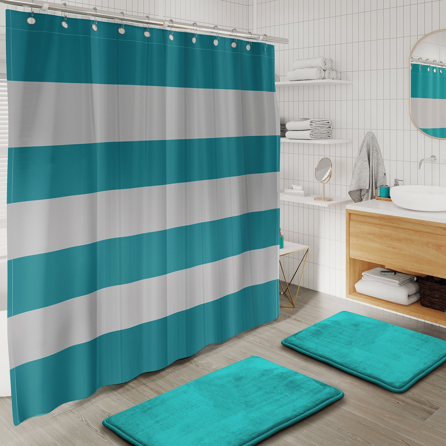 Hearth & Harbor 20 Piece Bathroom Accessories Set, Teal Blue Bathroom Decor Set
