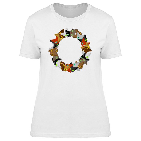 Wreath Of Cat Faces Tee Women's -Image by Shutterstock