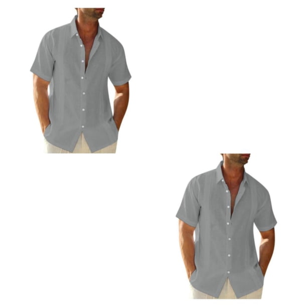 Camisa con botones Minnieouse estilo casual para hombre Verano Playa Gris L 2piezas