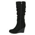 thumbnail image 3 of Womens Slouchy Faux Suede Mid-calf Wedge Boots, 3 of 8