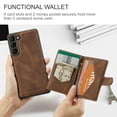 thumbnail image 3 of Wallet Case for Samsung Galaxy S23 FE with Detachable Back Card Slots Holder Cover, Premium PU Leather Slim Kickstand Shockproof Lens Protective Case for Samsung Galaxy S23 FE, Brown, 3 of 8