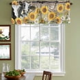 thumbnail image 4 of 2 Pack Valances for Windows, Retro Farmhouse Flower Window Valances for Living Room/Bedroom/Bathroom, Yellow Sunflowers Cow Barn Doors Brown Light Filtering Kitchen Curtain Valance 54"W x18" L, 4 of 9