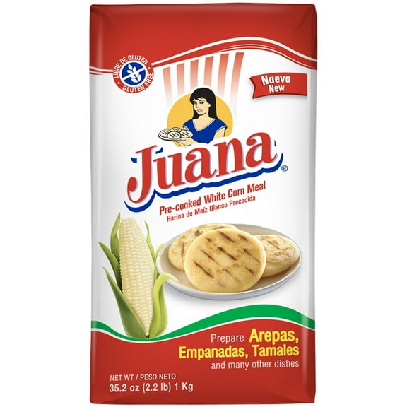 (5 pack) Juana Pre-Cooked White Corn Meal for arepas 2.2 Lb.