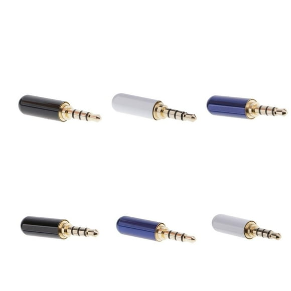 6Pcs 4-Pole 3.5mm 1/8 " Adaptador de enchufe para auriculares Audio Negro + + Azul