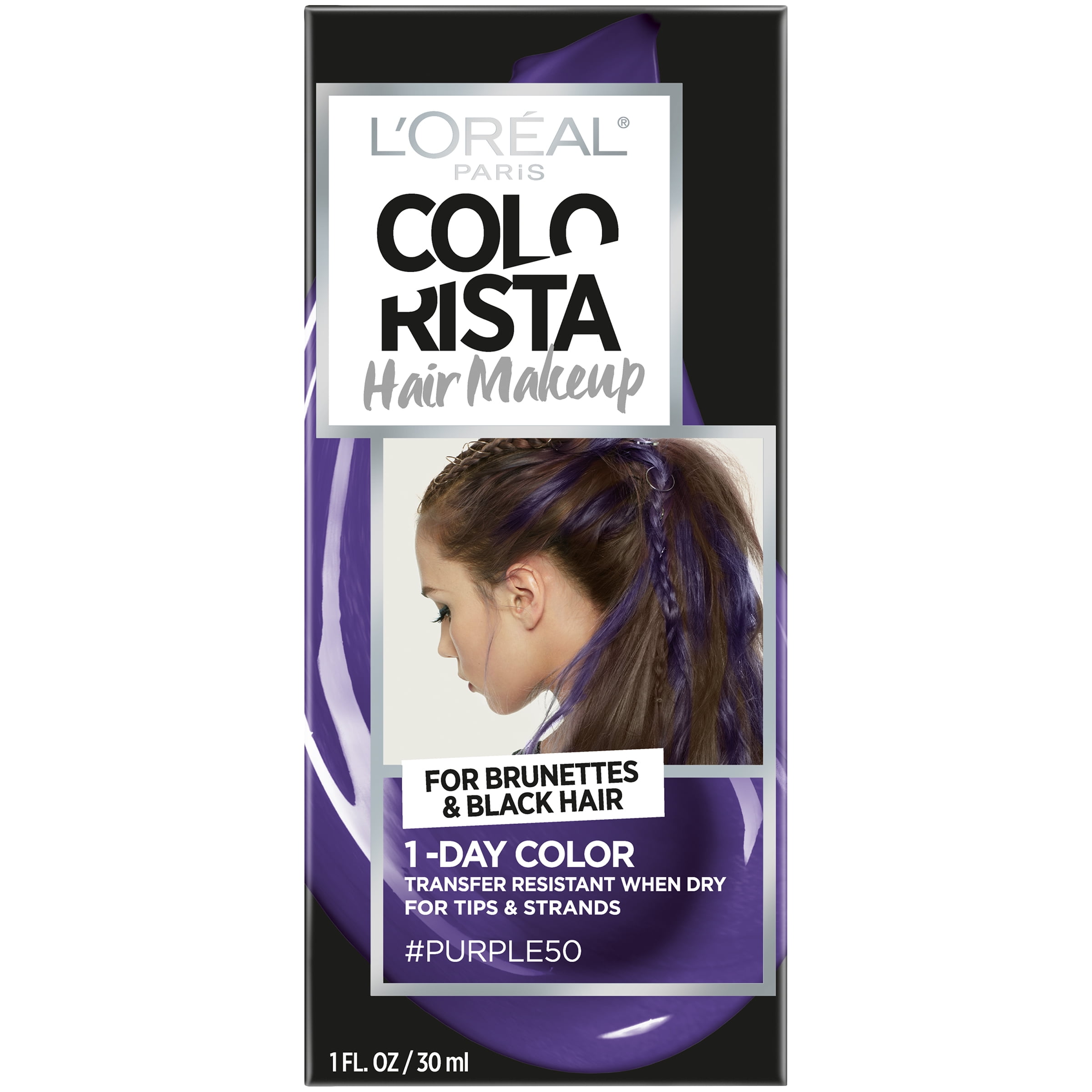 L'Oreal Paris Colorista Makeup 1-Day Hair Color Kit, 50 Purple, 1 fl oz -  