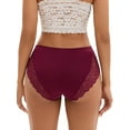 thumbnail image 2 of DARING DIVA Women's Comfortable Briefs Lace Mid-Waisted Underwear Panties Wine Red XXL, 2 of 6