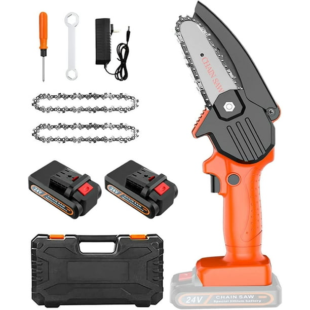 NIYPS Mini Chainsaw 4-INCH Cordless Electric with Safety Lock,2 ...