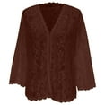 thumbnail image 5 of Cardigans for Women Trendy Casual Solid Color Lace Cover Up Open Front Tops Long Sleeve V Neck Slimming Coffee M, 5 of 6