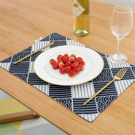 

Hazel Tech Cotton And Linen Table Mat JPattern Place Mat Household Plate Mat Water Coaster Waterproof And Non-slip Foldable.