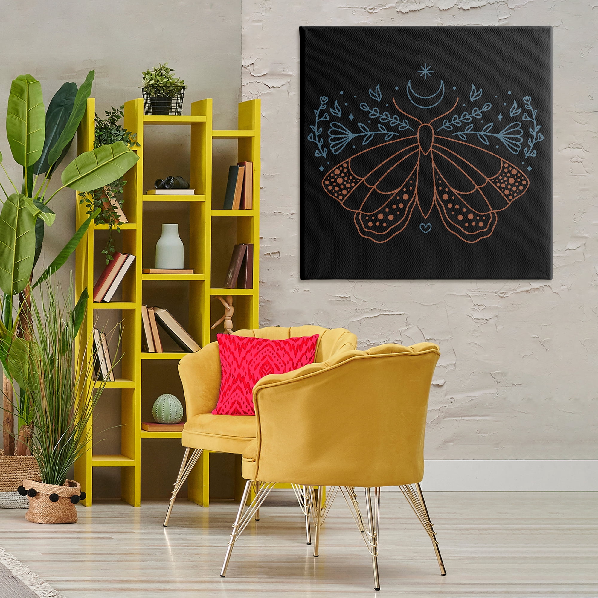 Stupell Industries Celestial Moth Florals Animals Painting Wrapped Canvas Art Print Wall Art, 36 x 36
