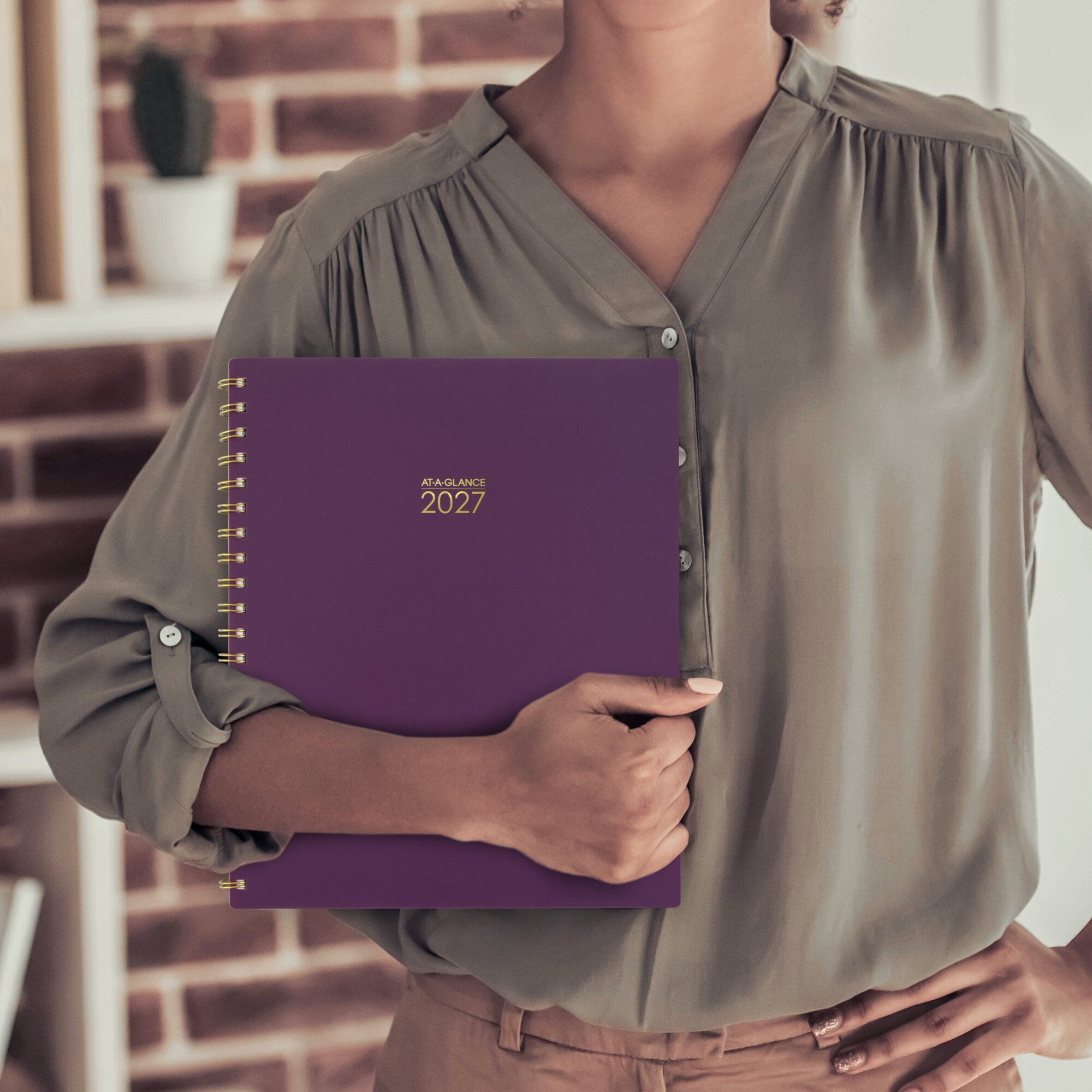 AT-A-GLANCE Harmony 2027 Weekly Monthly Planner Mulberry Large 8 12 x 11 -