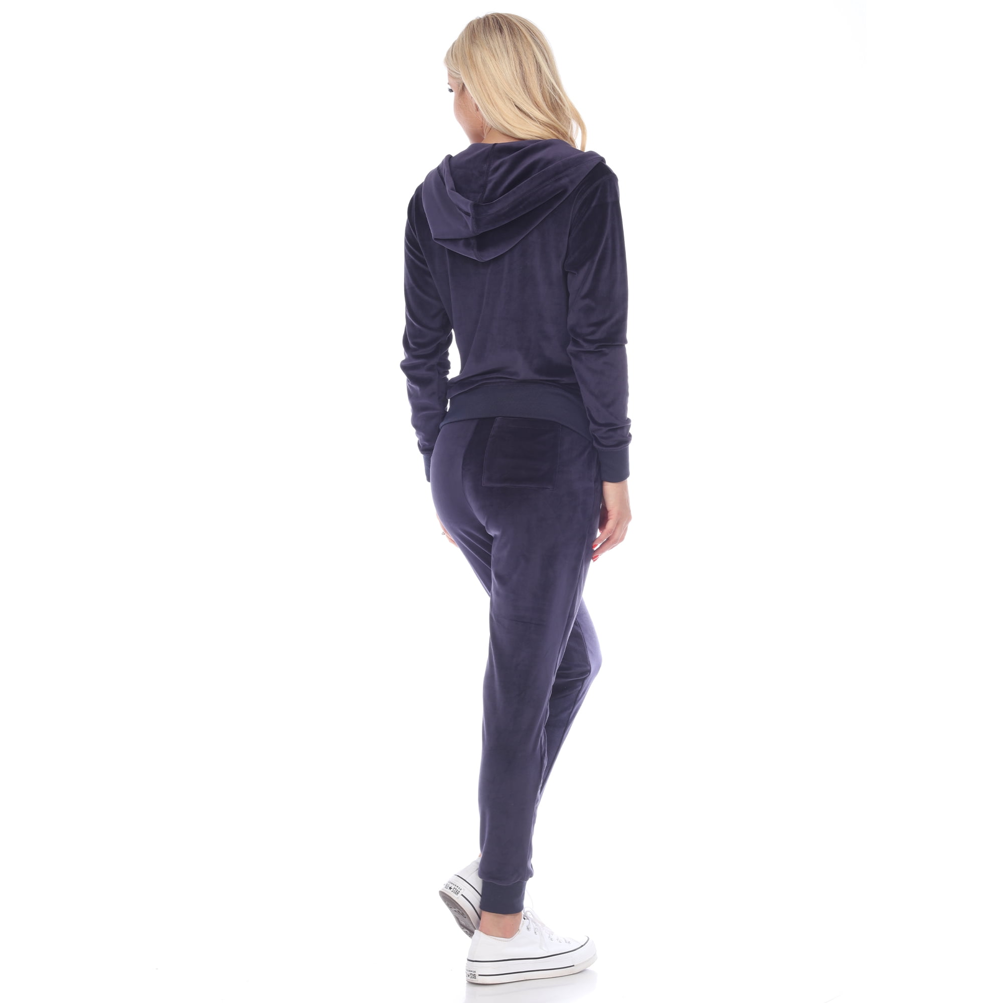 White Mark Women's 2 Piece Velour Tracksuit Set