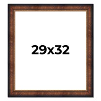 29x32 Frame Brown Walnut Gold Ornate Trim Solid Wood Plein Air Picture Frame | 3 Inch Moulding