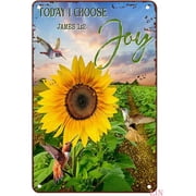 Sunflower Metal Stamp Hummingbird Poster Sunflower Lover Today I Choose Joy Tin Signs Vintage Signs Unique Home Decorations Wall Decor Metal Poster for Room 8x12 inch