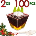 thumbnail image 1 of 100 x 2 oz Gold Glitter Square Mini Dessert Cups with Spoons, Appetizer Cups, 1 of 1