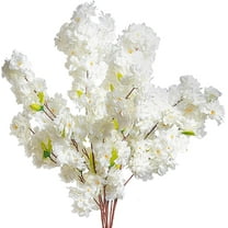 Artificial Cherry Blossom Decor 42.52 Inches Long Stems 4pcs Faux Spring Peach Silk Flowers Bouquet Fake White Cherry Blossom Branches for Party Office Home Wedding Centerpiece Decoration