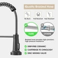 thumbnail image 6 of IUSU 20in Kitchen Faucet with Pull Down Sprayer, Brushed Nickel Commercial Spring Kitchen Sink Faucet Single Handle Pull Out Sink Faucets with Deck Plate Suit to 1 or 3 Holes Black, 6 of 10