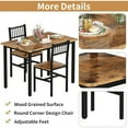 thumbnail image 5 of Cvortll Dining Table for 2, Wooden Dinner Table Sets, 3-Piece Industrial Rectangle Dinette Set for Dining Room, Small Space, Brown, 5 of 7