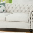 thumbnail image 2 of Loveseat Sofa, 62" Comfy Velvet Couch with Nailhead Accents, Tool-Free Setup Sofas for Living Room, Beige, 2 of 7