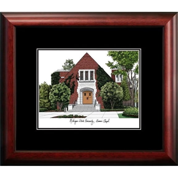 Campus Images MI990A 14 x 18 in. Michigan State University Alumni Chapel Academic Satin Mahogany Framed Lithograph