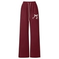 thumbnail image 2 of HOWPAY Girl's Bowknot Baggy Sweatpants Lightweight Straight Leg Drawstring Athletic Pants with Pockets Casual Loose Fit Lounge Pants Brick Red, 2 of 4