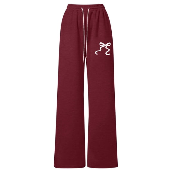 XEGLSBU Girls Pants Size 14 Girls Bow Tie Loose Fit Jogger Pants Straight Leg Athletic Trousers with Back Pocket Casual Comfort Playwear Brick Red Size 11-12 Years