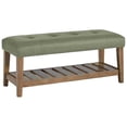 thumbnail image 1 of Banc en Bois avec Assise Rembourrée, Gris et Marron, 1 of 5