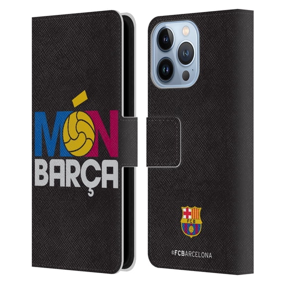 Head Case Designs Officially Licensed FC Barcelona Campions Mon Barca Leather Book Wallet Case Cover Compatible with Apple iPhone 13 Pro