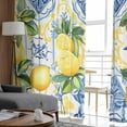 thumbnail image 4 of Botanical Lemon Sheer Curtains 72 Inches Long 2 Panels Set, Window Sheer Curtains for Living Room/Bedroom, Spring Countryside Floral Blue Tile Light Filtering Rod Pocket Curtain 52'' x 72'' x 2, 4 of 7