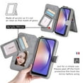 thumbnail image 6 of Feishell for Samsung Galaxy S24 Multi-Function Wallet Case, with Wrist Strap, Premium PU Leather 2 in 1 Magnetic Detachable Purse 14 Card Holder Slots Zipper Pocket Phone Case for Women Men,Gray, 6 of 8