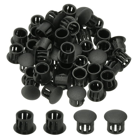 Uxcell Bouchons de Trou de Vis en Plastique, 99 Pcs 2/5 Pouces(11mm) Bouchons de Trou Ronds en Plastique à Enclenchement pour Bureau avec Illets, Noir