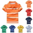 thumbnail image 2 of LRen Boys Golf Polo,Boys Polo Shirt Striped Collar Breathable Short Sleeve Sport School Uniforms Top Casual First Day of School Shirt, 2 of 3