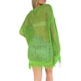 thumbnail image 5 of Coduop Women Knitted Swimsuit Cover-Ups Long Sleeve Tassel Hem Tops Sunscreen Blouse Coverup, 5 of 8