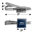 thumbnail image 3 of I Love My Marine USMC White Text on Blue Officially Licensed Square Tie Bar Clip Clasp Tack- Silver or Gold, 3 of 6