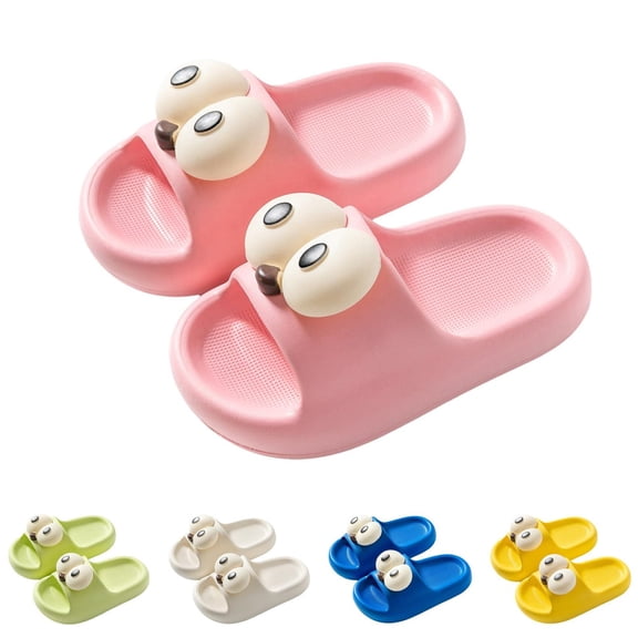 Ulanda Kids Big eyes Sliders Cute Cartoon Shower Slippers Boys Girls Cloud Beach Pool Slide Sandals (Blue, 9)