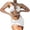 White, variant on JoveMarine Women's Sexy Tie-Front Bikini Set Hollow Open Back Two-Piece Swimsuit with Side Ties for Summer Vacation and Beach Pool Party Black L