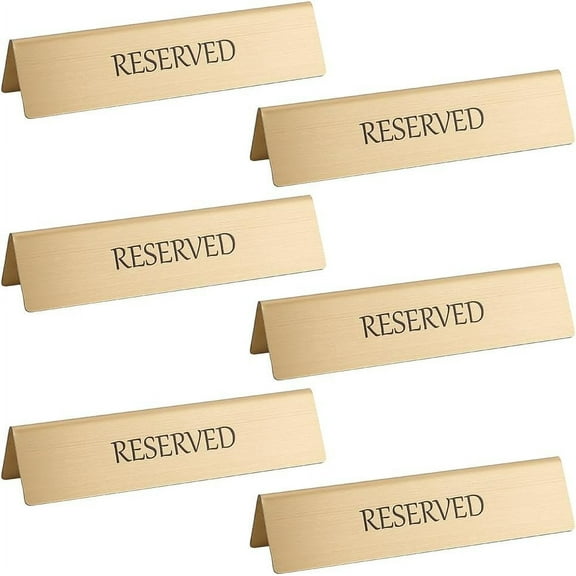 6Pcs Reserved Table Signs Gold Stainless Steel Table Top Reserved Sign Reservation Seat Sign Reservation Tables Tent Signs for Restaurant Wedding Office Meeting Party 1.5x5.9x1.3 Inch diy