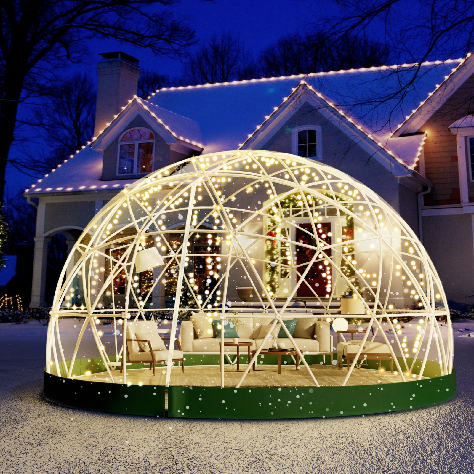 Esheno 15x9.5 ft Garden Dome Tent Outdoor PVC Greenhouse for 8-12 Person with Window Waterproof Clear Dome Tent for Camping Party Wedding Christmas Green