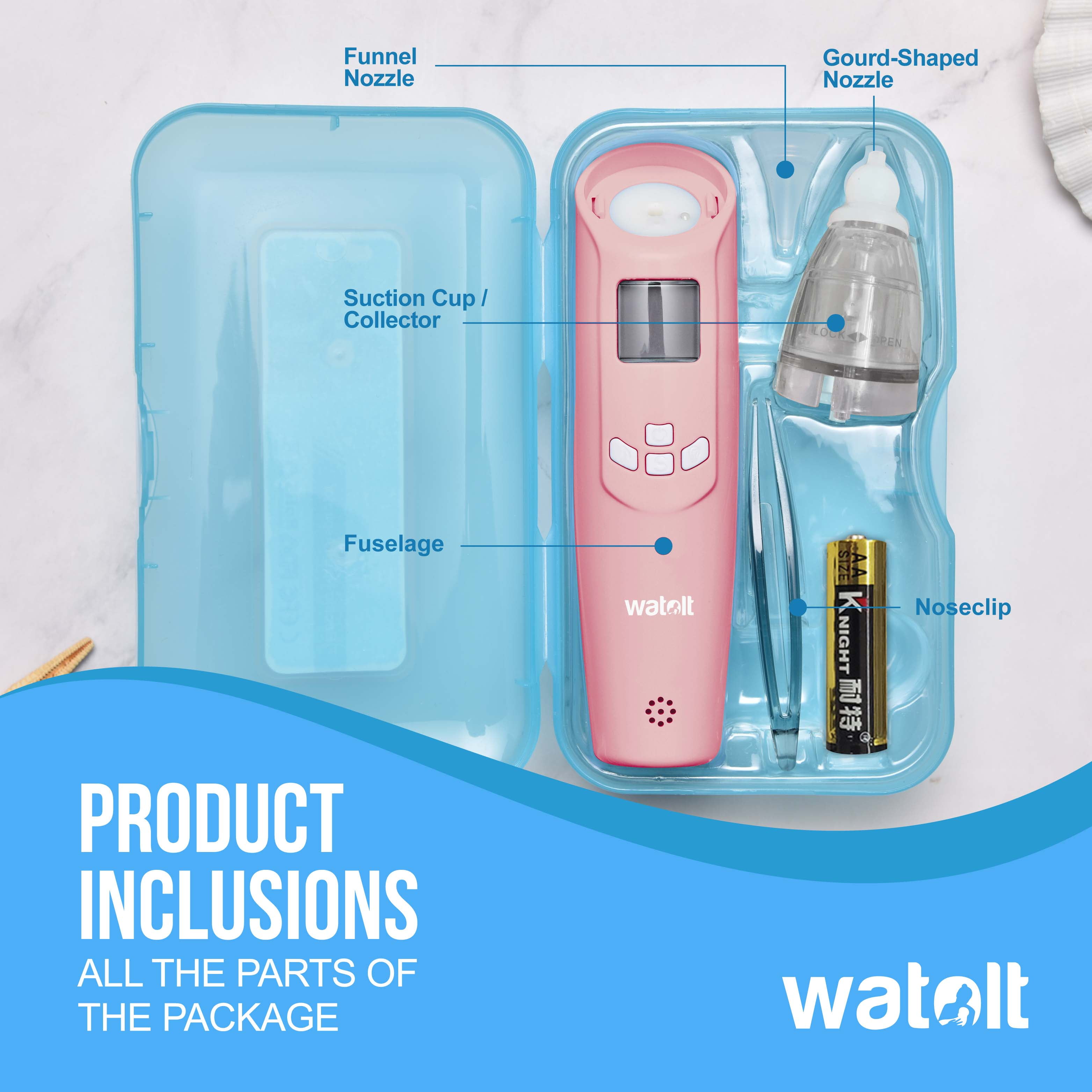 Watolt Baby Nasal Aspirator - Electric Nose Suction for Baby - Automatic Booger Sucker for Infants - Battery Powered Snot Mucus Remover for Kids Toddlers (White, Standard)