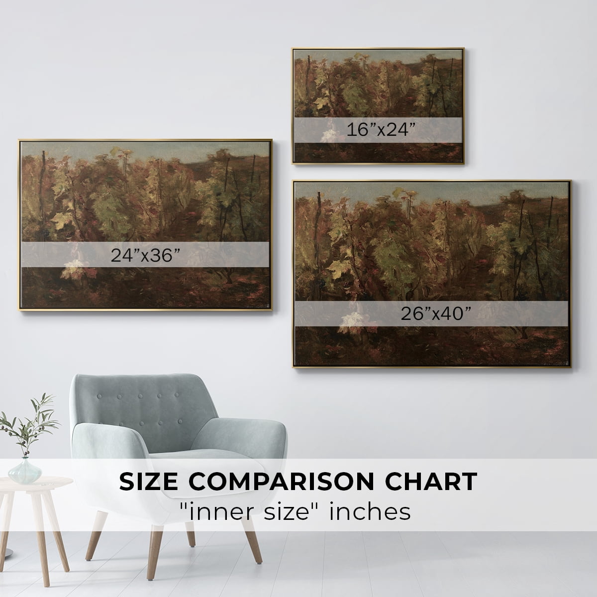 Vintage Landscape-CCCXIX By Wexford Home Framed in Gold Wood Gallery Wrapped Canvas 25 in. x 37 in.
