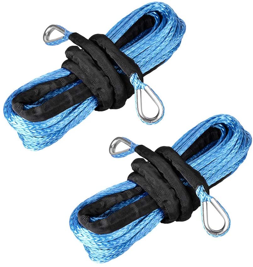 1/4" x 50' UHMWPE Synthetic Winch Rope Extension Loop Ends for ATV UTV